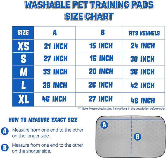 3 pack of washable reusable dog training whelping pads and mats size chart