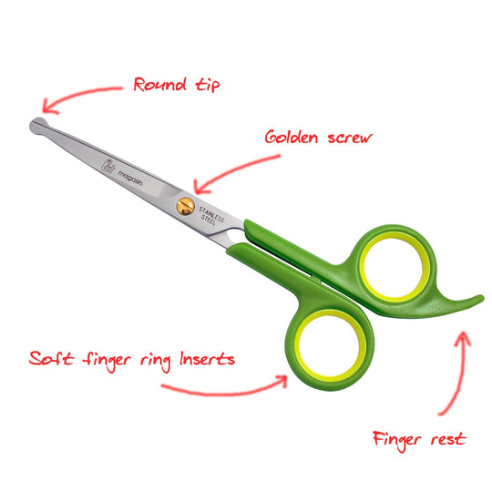 Thinning scissors for groomers and ergonomic grip