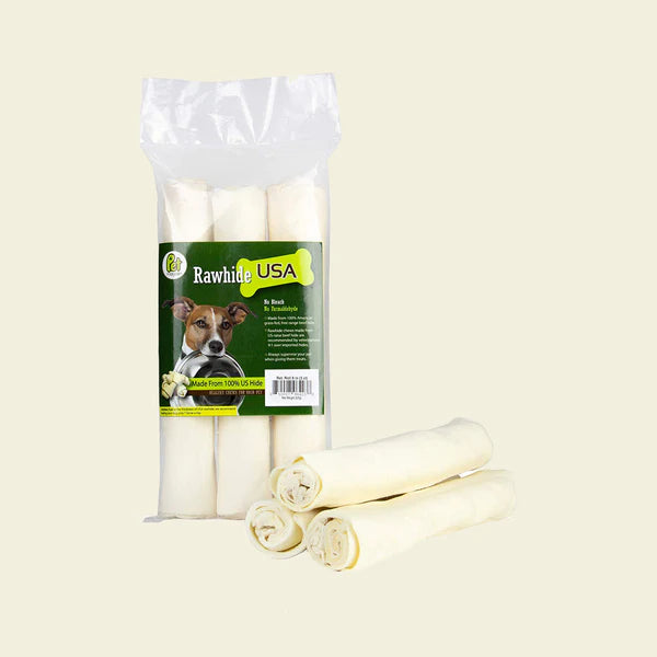 Rawhide Large Thick Rolls 9 to 10 inches Long-Lasting Chew Treat Toy for Medium and Large Dogs, FDA & USDA Approved