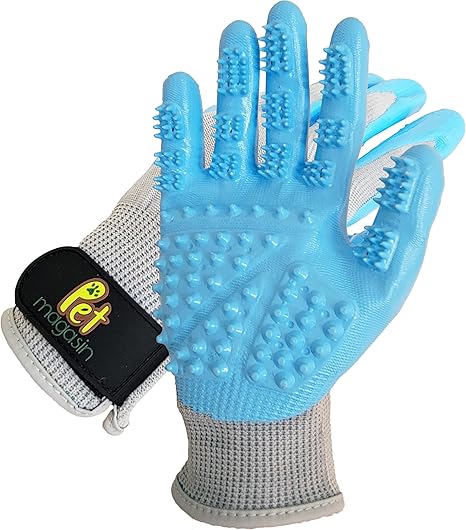Pet Grooming Gloves – Shedding & Bathing Mitt for Dogs, Cats, Horses & Other Animals with Both Long and Short Fur