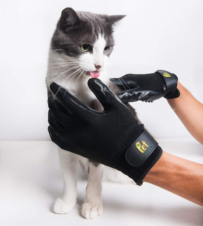 Pet Grooming Gloves – Shedding & Bathing Mitt for Dogs, Cats, Horses & Other Animals with Both Long and Short Fur - Pet Magasin
