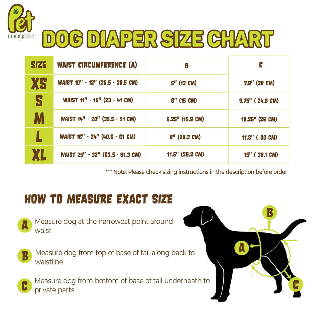 Pet Magasin Durable Washable Dog Diapers For Dogs, Cats & Other Pets