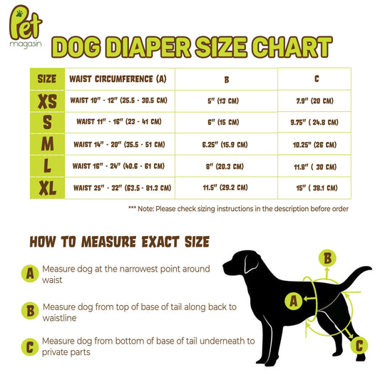 Pet Magasin Durable Washable Dog Diapers For Dogs, Cats & Other Pets