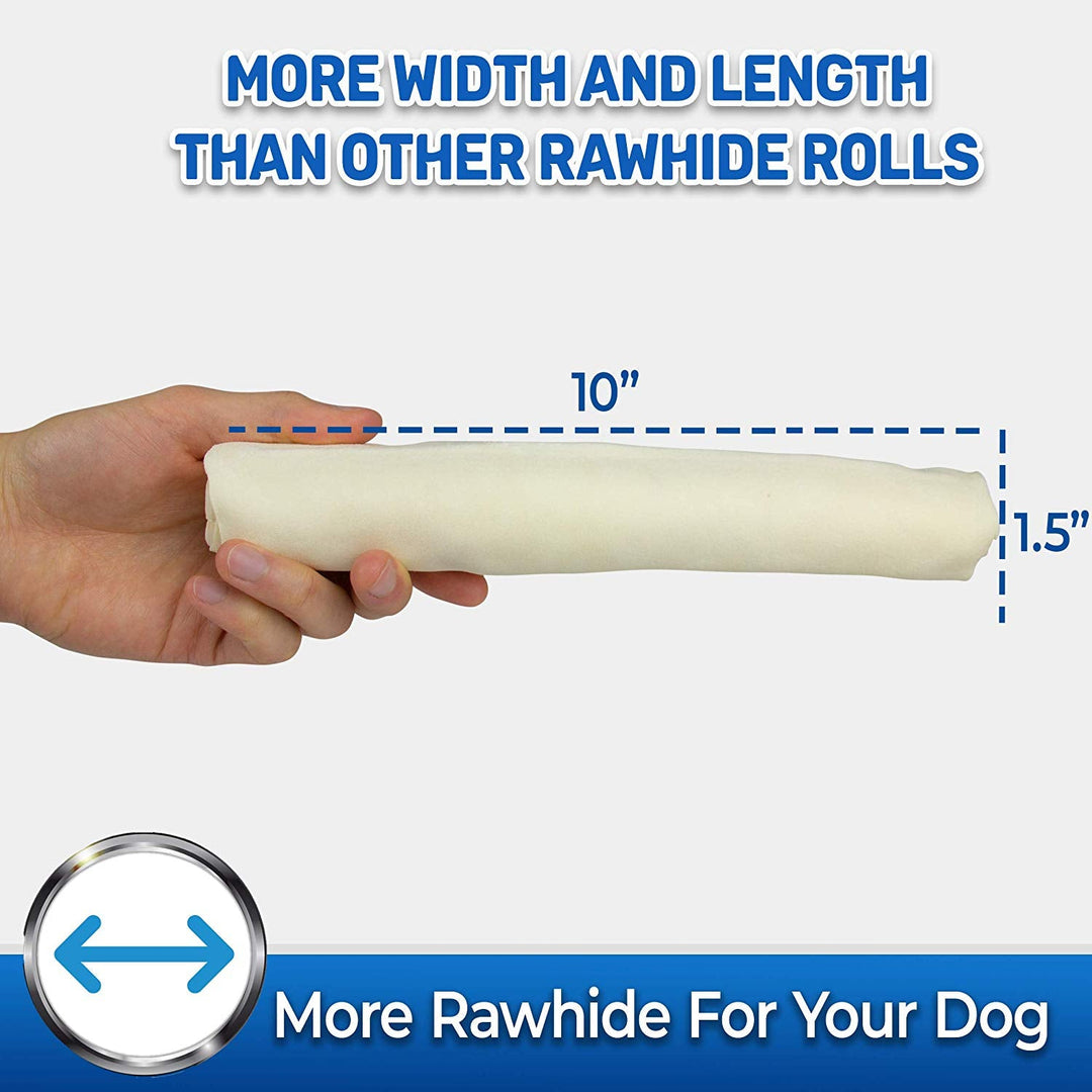 Rawhide Large Thick Rolls 9 to 10 inches Long-Lasting Chew Treat Toy for Medium and Large Dogs, FDA & USDA Approved - Pet Magasin