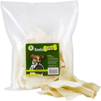 Pet Magasin Natural Rawhide Chips – Premium LONG-LASTING Dog Treats with Thick Cut Beef Hides, Processed Without Additives or Chemicals - Pet Magasin
