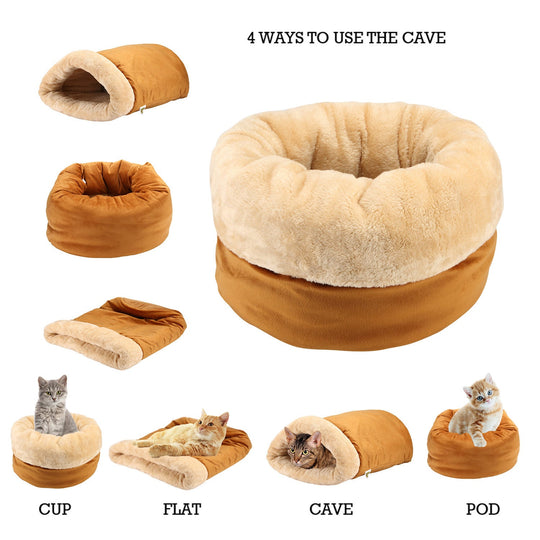 Different styles the cat cave can be oriented. Versatile setup.