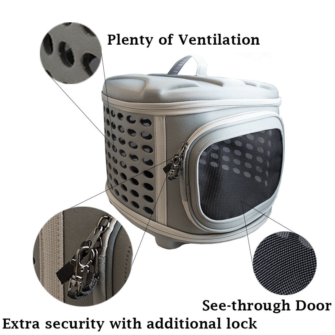 collapsible hard cover pet carrier - dog & cat travel kennel